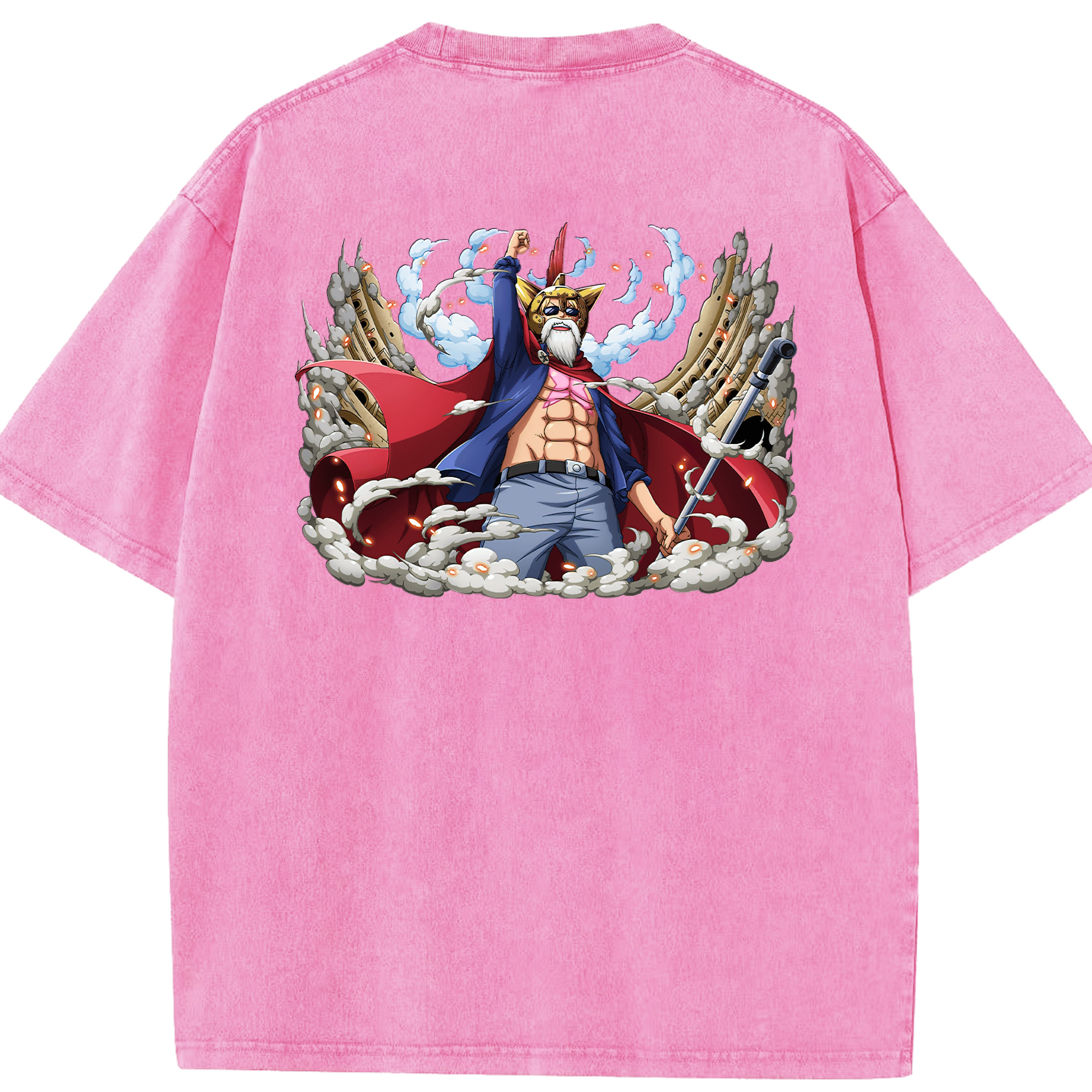 ワンピース モンキー・D・ルフィ ONE PIECE Monkey D. Luffy 綿100% ヴィンテージ風 半袖Tシャツ（背面プリント）